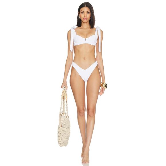 $216 Beach Riot White Ribbed Vanessa Bottom Blair Top Bikini Set - L / XL - Picture 2 of 7